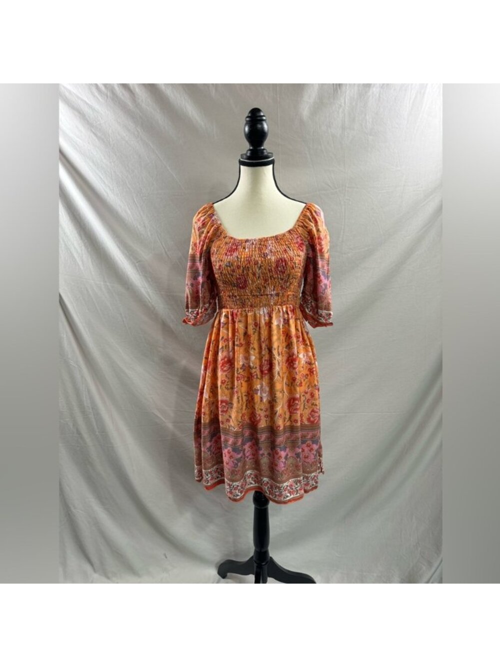 Boho Floral Print Ruffle Sleeve Dress - Picture 6 of 9